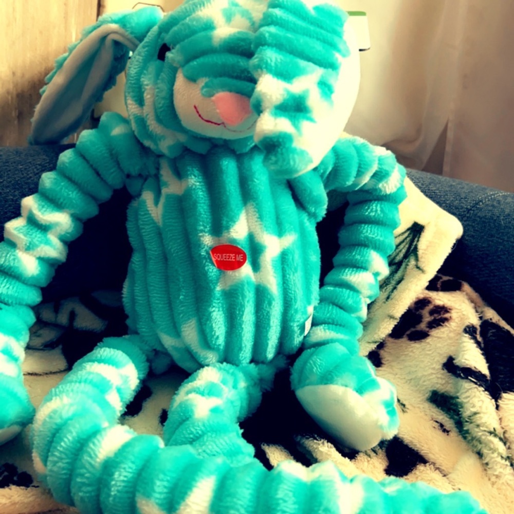 Mopsy the Bunny : Patchwork Brand plush play and pull dog toy